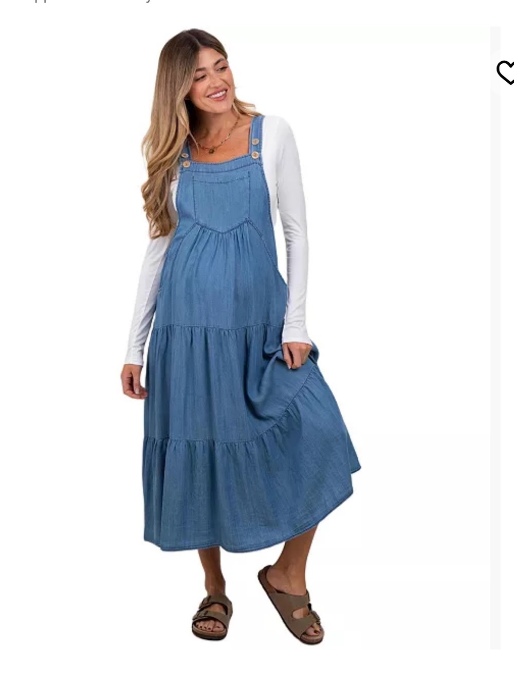 Blue Chambray Overall Tiered Midi Dress